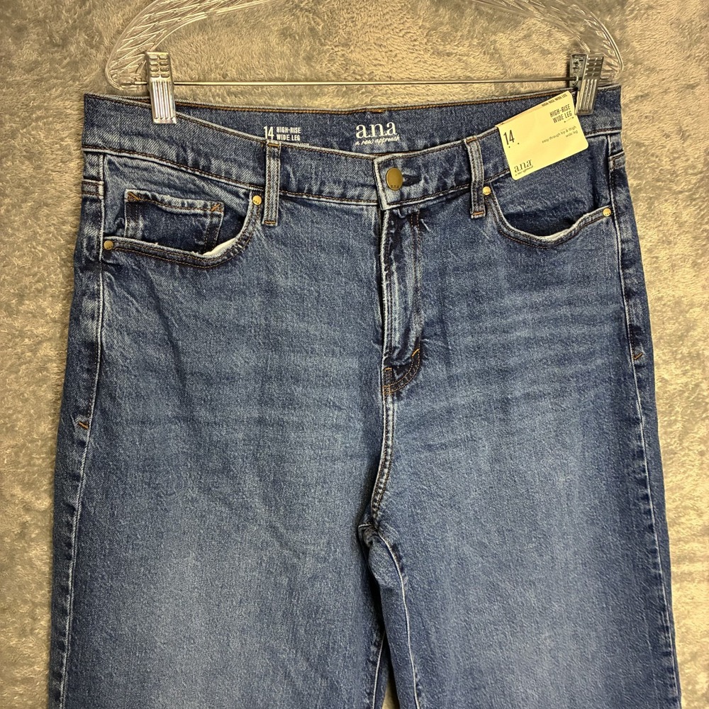 a.n.a Women High Rise Jean 14 Blue Denim Stretch Boho Modern Effortless NWT